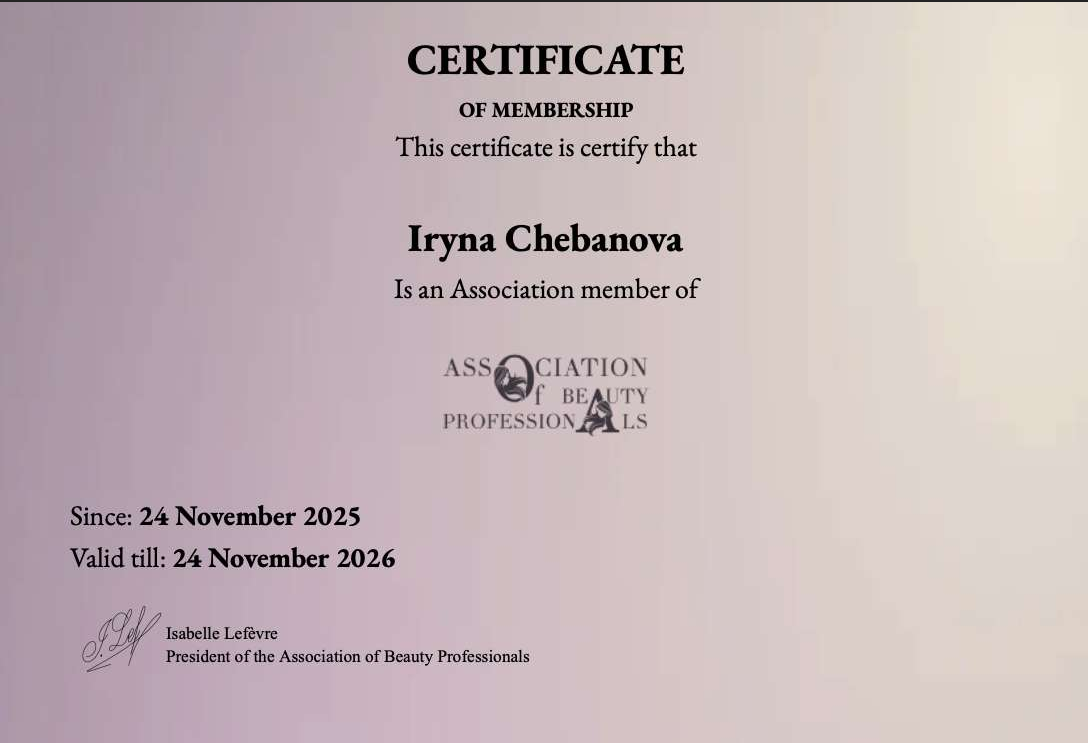 Association of Beauty Professionals: Certificate of Membership 2025-2026